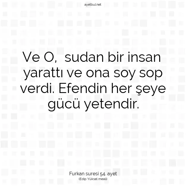 Ayetbul | Kuran Mealleri | Quran | Furkan suresi 54. ayet