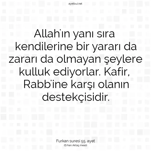 Ayetbul | Kuran Mealleri | Quran | Furkan suresi 55. ayet