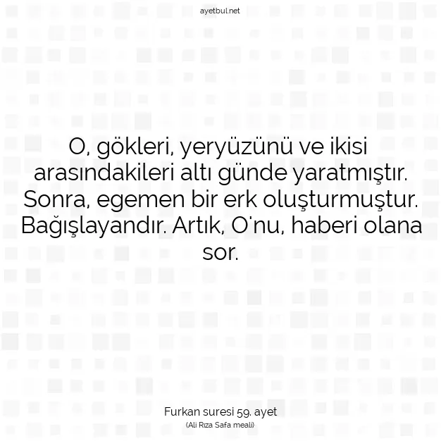 Ayetbul | Kuran Mealleri | Quran | Furkan suresi 59. ayet