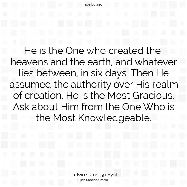 Ayetbul | Kuran Mealleri | Quran | Furkan suresi 59. ayet