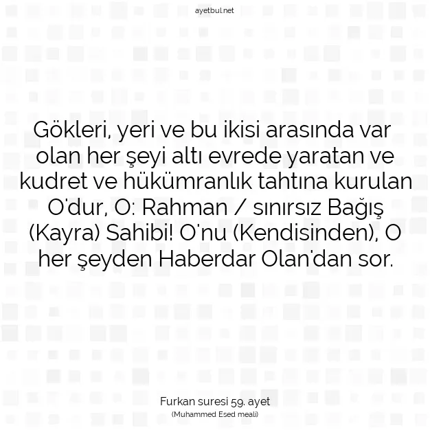 Ayetbul | Kuran Mealleri | Quran | Furkan suresi 59. ayet