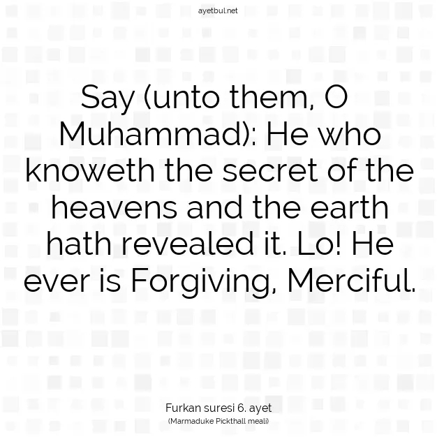 Ayetbul | Kuran Mealleri | Quran | Furkan suresi 6. ayet