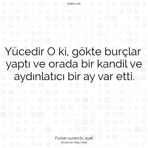 Ayetbul | Kuran Mealleri | Quran | Furkan suresi 61. ayet