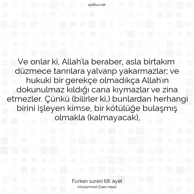 Ayetbul | Kuran Mealleri | Quran | Furkan suresi 68. ayet
