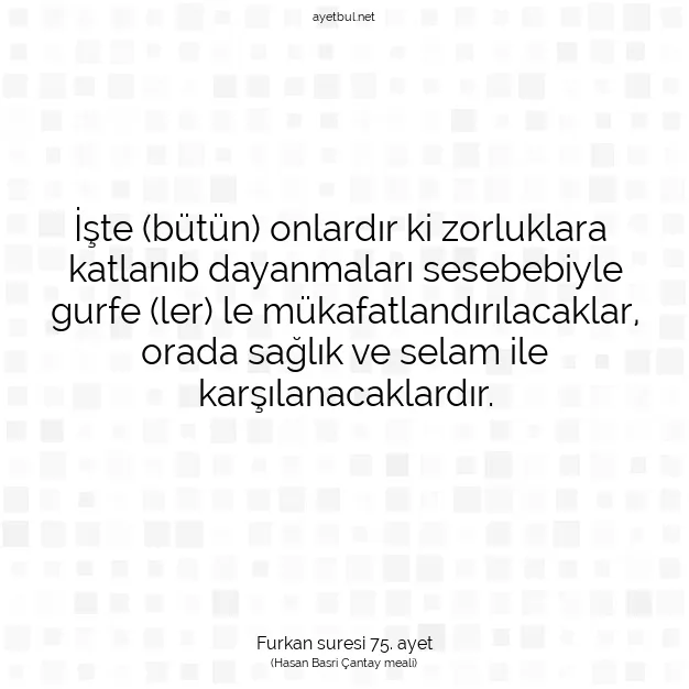 Ayetbul | Kuran Mealleri | Quran | Furkan suresi 75. ayet