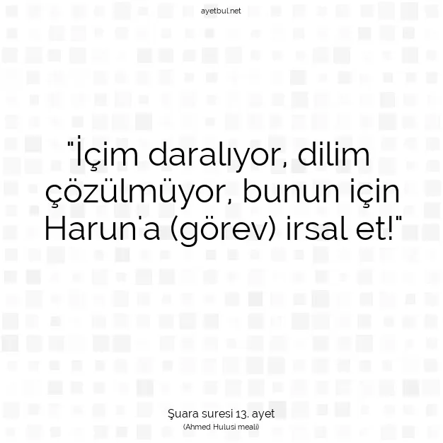 Ayetbul | Kuran Mealleri | Quran | Şuara suresi 13. ayet