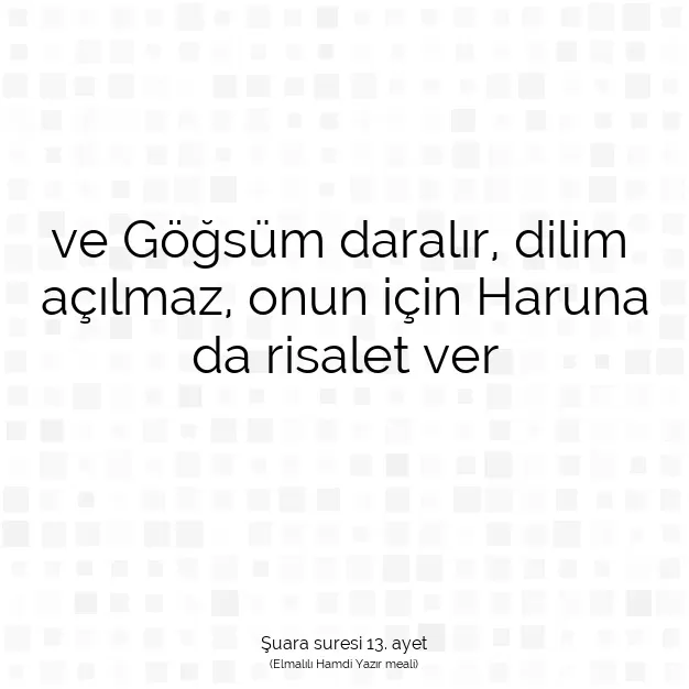 Ayetbul | Kuran Mealleri | Quran | Şuara suresi 13. ayet