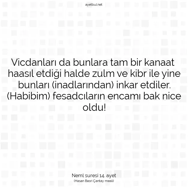 Ayetbul | Kuran Mealleri | Quran | Neml suresi 14. ayet
