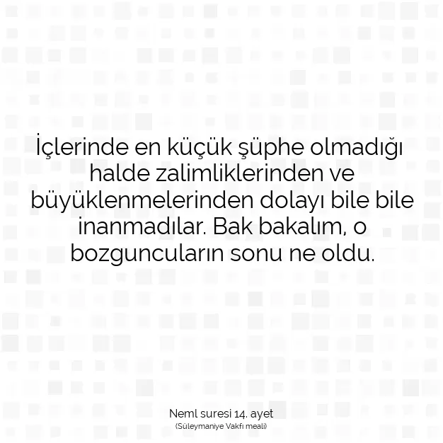 Ayetbul | Kuran Mealleri | Quran | Neml suresi 14. ayet