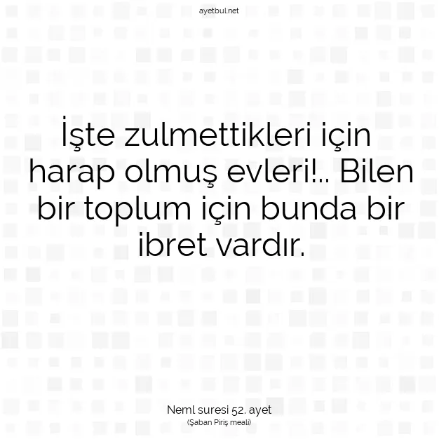 Ayetbul | Kuran Mealleri | Quran | Neml suresi 52. ayet