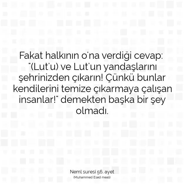 Ayetbul | Kuran Mealleri | Quran | Neml suresi 56. ayet