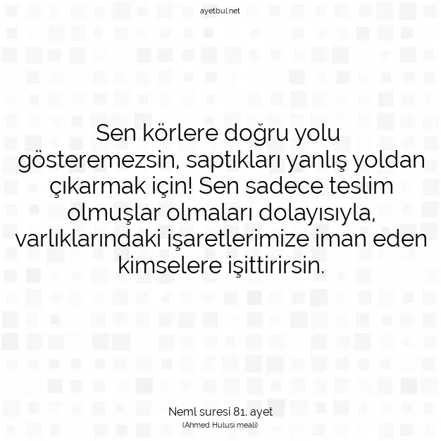 Ayetbul | Kuran Mealleri | Quran | Neml suresi 81. ayet