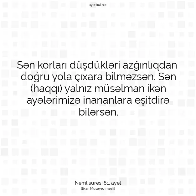 Ayetbul | Kuran Mealleri | Quran | Neml suresi 81. ayet