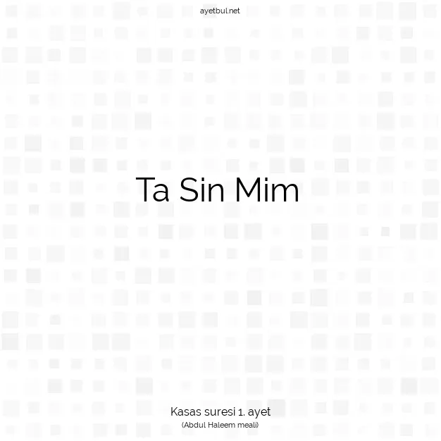 Ayetbul | Kuran Mealleri | Quran | Kasas suresi 1. ayet