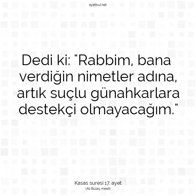 Ayetbul | Kuran Mealleri | Quran | Kasas suresi 17. ayet