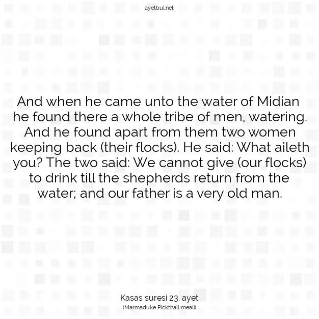 Ayetbul | Kuran Mealleri | Quran | Kasas suresi 23. ayet