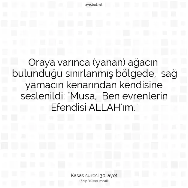 Ayetbul | Kuran Mealleri | Quran | Kasas suresi 30. ayet