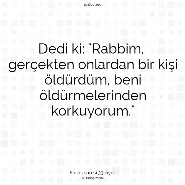 Ayetbul | Kuran Mealleri | Quran | Kasas suresi 33. ayet