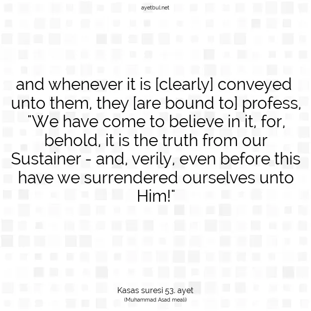Ayetbul | Kuran Mealleri | Quran | Kasas suresi 53. ayet