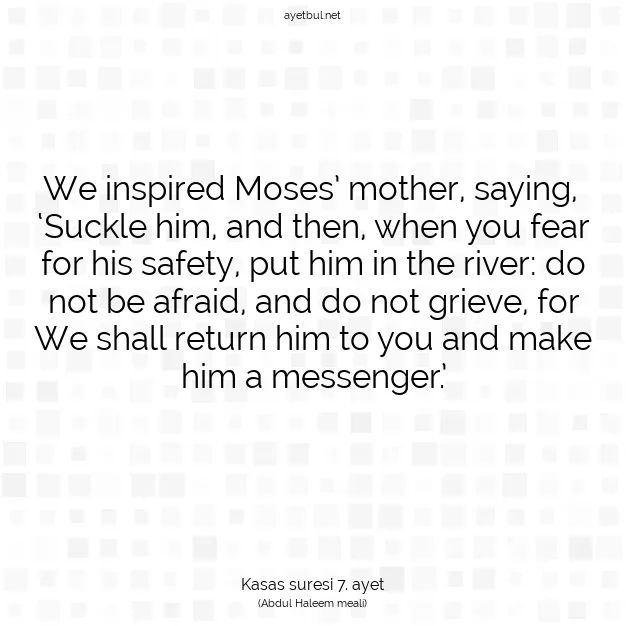 Ayetbul | Kuran Mealleri | Quran | Kasas suresi 7. ayet
