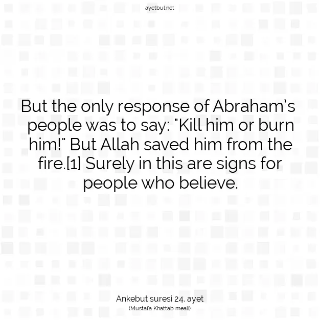 Ayetbul | Kuran Mealleri | Quran | Ankebut suresi 24. ayet