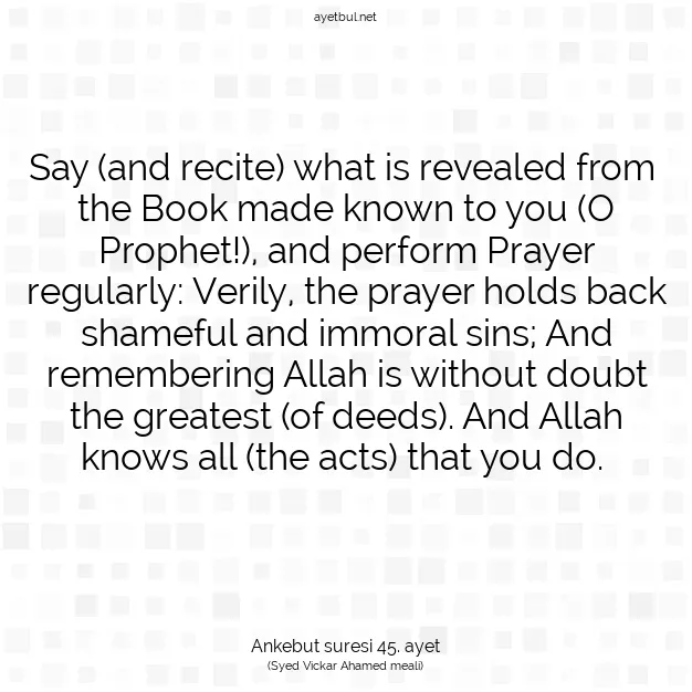 Ayetbul | Kuran Mealleri | Quran | Ankebut suresi 45. ayet