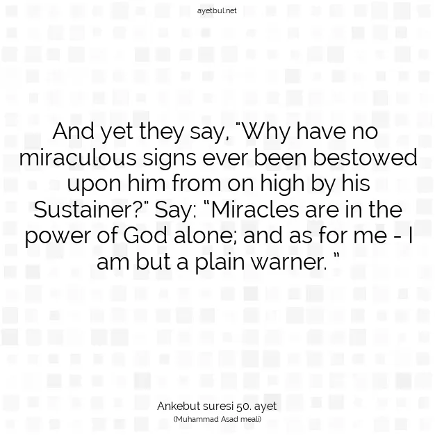 Ayetbul | Kuran Mealleri | Quran | Ankebut suresi 50. ayet
