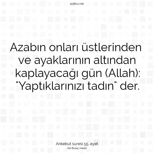 Ayetbul | Kuran Mealleri | Quran | Ankebut suresi 55. ayet