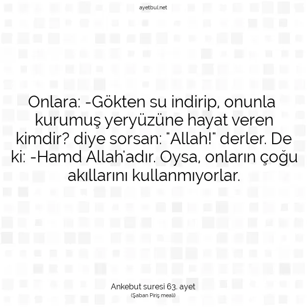 Ayetbul | Kuran Mealleri | Quran | Ankebut suresi 63. ayet