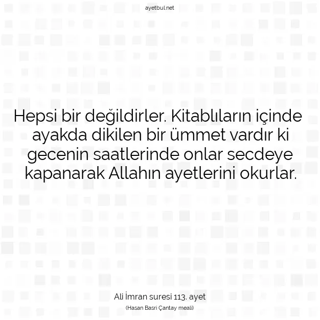 Ayetbul | Kuran Mealleri | Quran | Ali İmran suresi 113. ayet