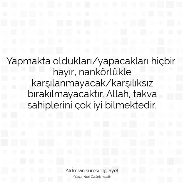 Ayetbul | Kuran Mealleri | Quran | Ali İmran suresi 115. ayet
