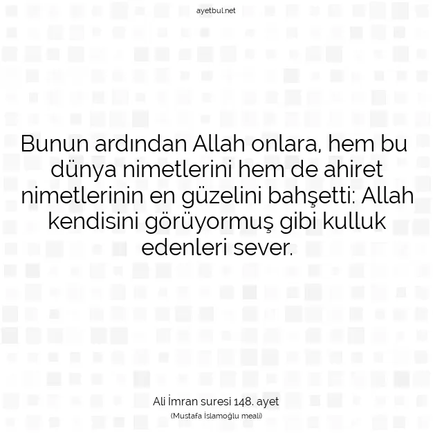 Ayetbul | Kuran Mealleri | Quran | Ali İmran suresi 148. ayet