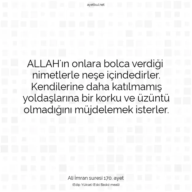Ayetbul | Kuran Mealleri | Quran | Ali İmran suresi 170. ayet