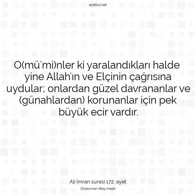 Ayetbul | Kuran Mealleri | Quran | Ali İmran suresi 172. ayet