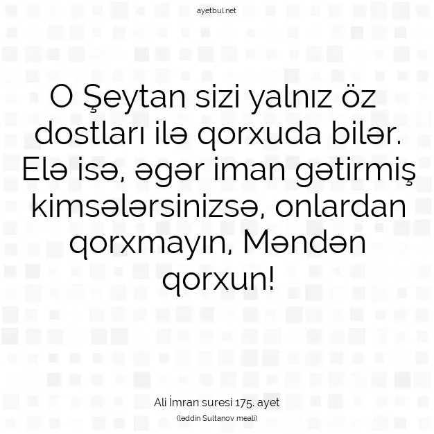 Ayetbul | Kuran Mealleri | Quran | Ali İmran suresi 175. ayet