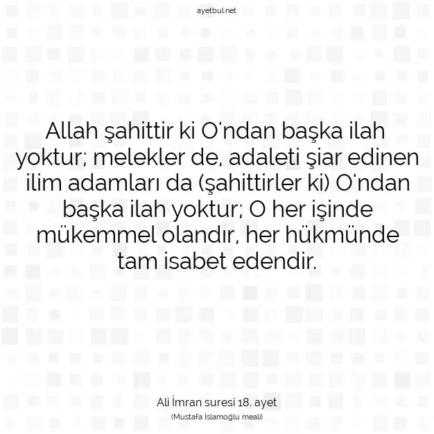 Ayetbul | Kuran Mealleri | Quran | Ali İmran suresi 18. ayet