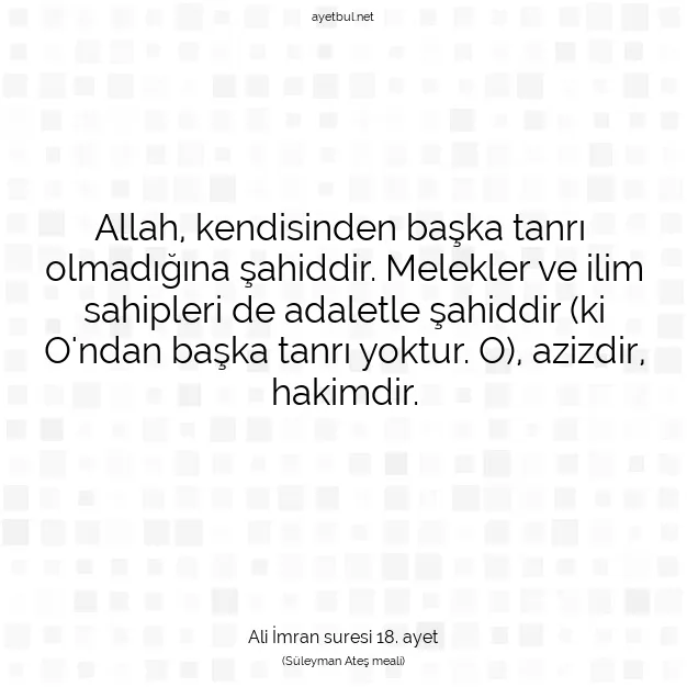 Ayetbul | Kuran Mealleri | Quran | Ali İmran suresi 18. ayet