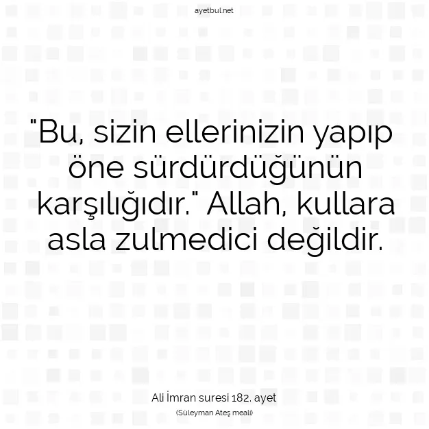 Ayetbul | Kuran Mealleri | Quran | Ali İmran suresi 182. ayet