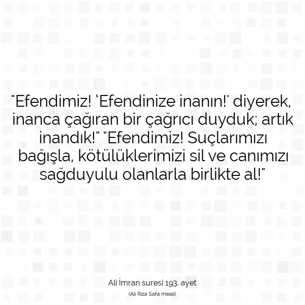 Ayetbul | Kuran Mealleri | Quran | Ali İmran suresi 193. ayet