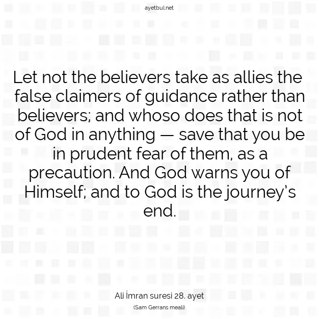 Ayetbul | Kuran Mealleri | Quran | Ali İmran suresi 28. ayet
