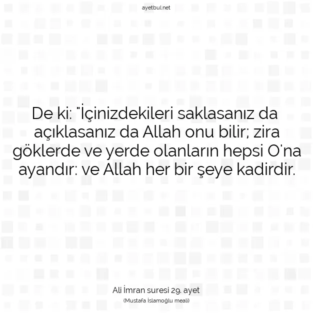 Ayetbul | Kuran Mealleri | Quran | Ali İmran suresi 29. ayet