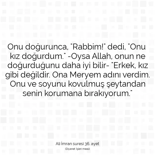 Ayetbul | Kuran Mealleri | Quran | Ali İmran suresi 36. ayet
