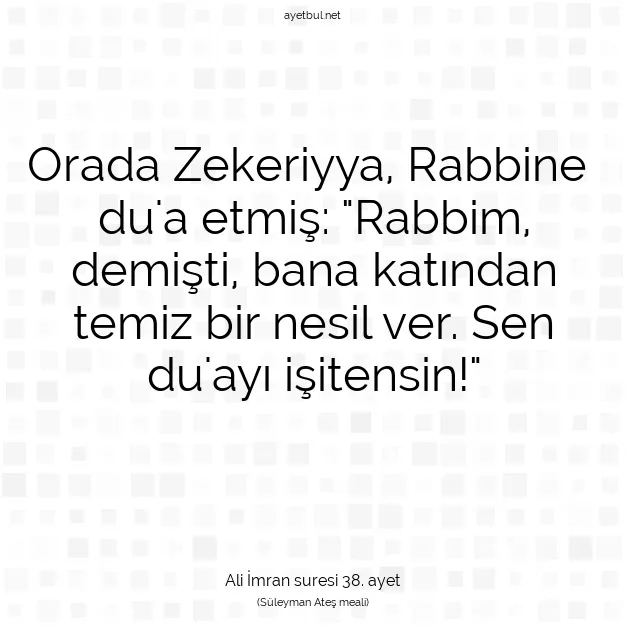 Ayetbul | Kuran Mealleri | Quran | Ali İmran suresi 38. ayet