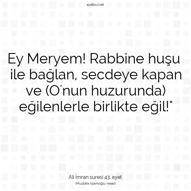 Ayetbul | Kuran Mealleri | Quran | Ali İmran suresi 43. ayet