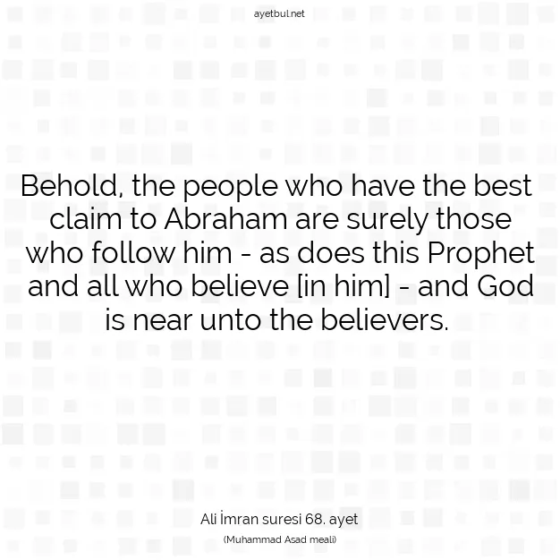 Ayetbul | Kuran Mealleri | Quran | Ali İmran suresi 68. ayet