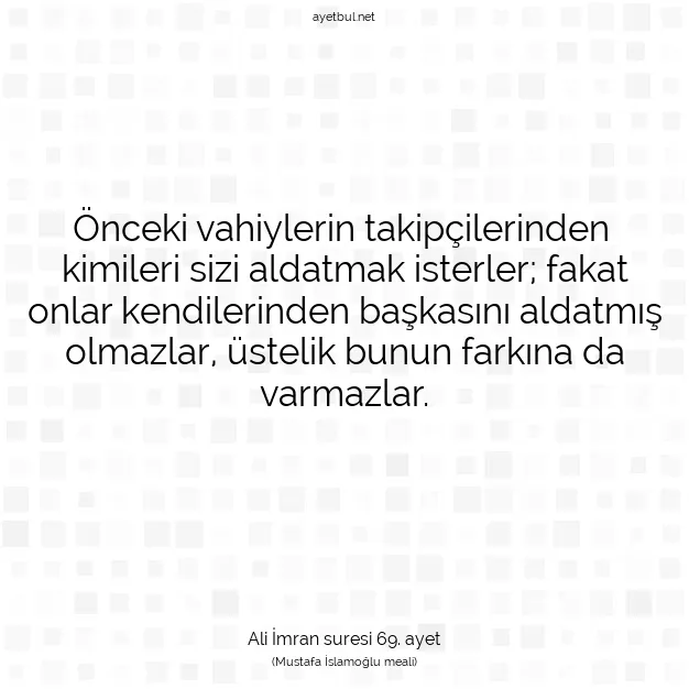 Ayetbul | Kuran Mealleri | Quran | Ali İmran suresi 69. ayet