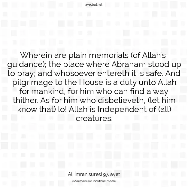 Ayetbul | Kuran Mealleri | Quran | Ali İmran suresi 97. ayet