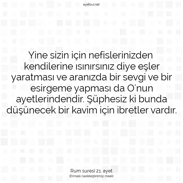 Ayetbul | Kuran Mealleri | Quran | Rum suresi 21. ayet