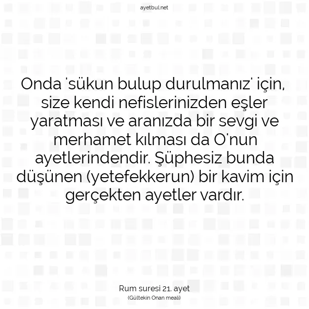 Ayetbul | Kuran Mealleri | Quran | Rum suresi 21. ayet