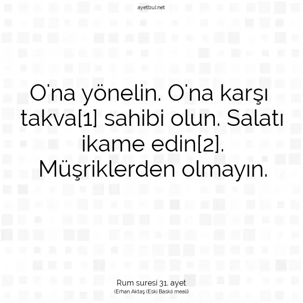 Ayetbul | Kuran Mealleri | Quran | Rum suresi 31. ayet